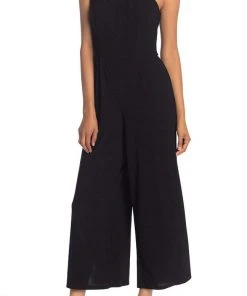 London Times - T4399M Twisted Halter Neck Wide Leg Jumpsuit
