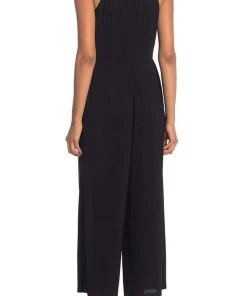 London Times - T4399M Twisted Halter Neck Wide Leg Jumpsuit