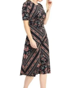 Cocktail Dresses London Times - T4523M Print Jersey A-Line Dress