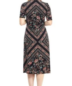Cocktail Dresses London Times - T4523M Print Jersey A-Line Dress