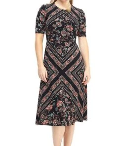 Cocktail Dresses London Times - T4523M Print Jersey A-Line Dress