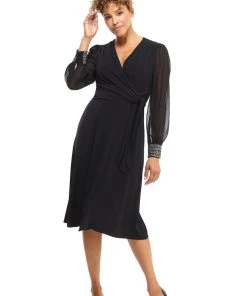 Mother Of The Bride London Times - T4547M V-Neck Long Sleeves A-Line Dress