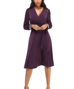 Mother Of The Bride London Times - T4547M V-Neck Long Sleeves A-Line Dress