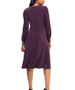 Mother Of The Bride London Times - T4547M V-Neck Long Sleeves A-Line Dress