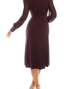 Mother Of The Bride London Times - T4547M V-Neck Long Sleeves A-Line Dress
