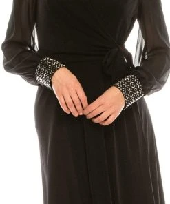 Mother Of The Bride London Times - T4547M V-Neck Long Sleeves A-Line Dress