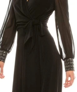 Mother Of The Bride London Times - T4547M V-Neck Long Sleeves A-Line Dress