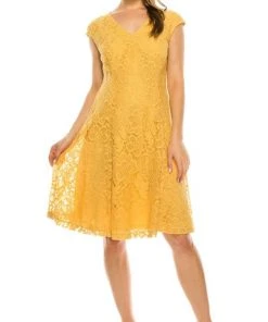 Cocktail Dresses London Times - T4555M V-Neck Crochet Lace A-Line Short Dress