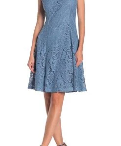 Cocktail Dresses London Times - T4555M V-Neck Crochet Lace A-Line Short Dress