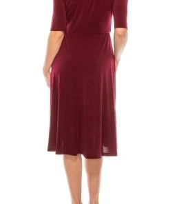 London Times - T4667M Elbow Length Flowy Midi Dress
