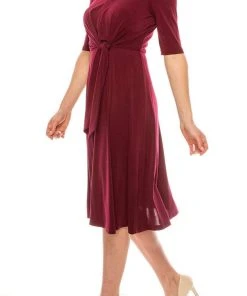 London Times - T4667M Elbow Length Flowy Midi Dress