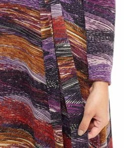 London Times - T4685M Long Sleeves Printed Wrap Dress