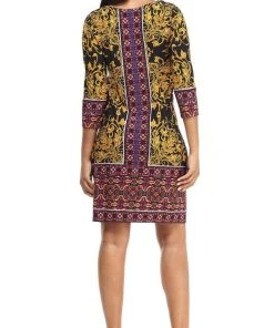 London Times - T4688M Geo Pattern Long Sleeve Short Dress 6 London Times - T4688M Geo Pattern Long Sleeve Short Dress
