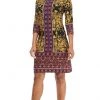 London Times - T4688M Geo Pattern Long Sleeve Short Dress 1 London Times - T4688M Geo Pattern Long Sleeve Short Dress