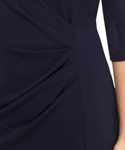 Cocktail Dresses London Times - T4703M Collared Wrap Style Sheath Dress