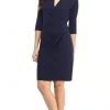 Cocktail Dresses London Times - T4703M Collared Wrap Style Sheath Dress 2 Cocktail Dresses London Times - T4703M Collared Wrap Style Sheath Dress