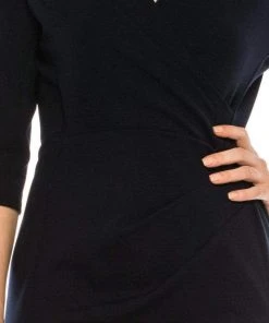 Cocktail Dresses London Times - T4703M Collared Wrap Style Sheath Dress