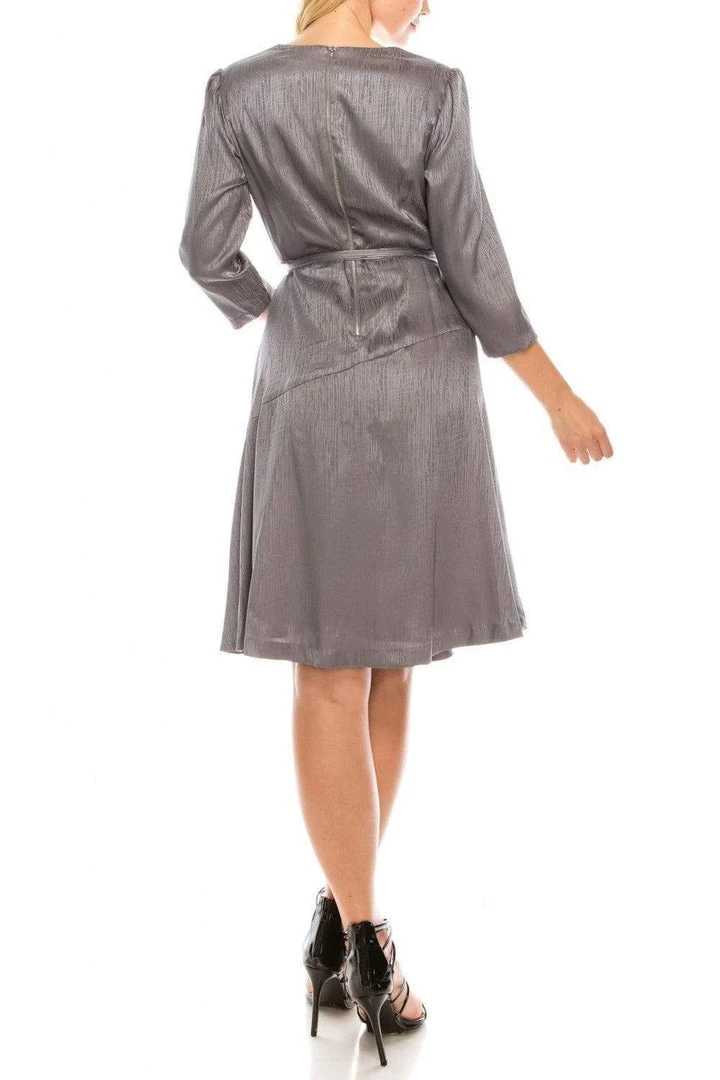 Cocktail Dresses London Times - T4839M Three Quarter Sleeve Twill Faux Wrap Dress 6 Cocktail Dresses London Times - T4839M Three Quarter Sleeve Twill Faux Wrap Dress