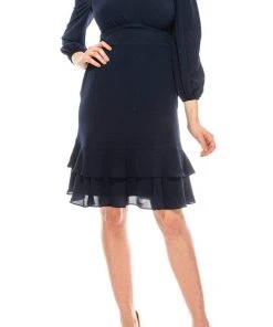 London Times - T4848M Bishop Sleeve Empire Short Dress Cocktail Dresses