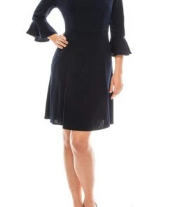 Cocktail Dresses London Times - T4868M V Neck Ruffle Sleeved A-Line Short Dress 14 Cocktail Dresses London Times - T4868M V Neck Ruffle Sleeved A-Line Short Dress