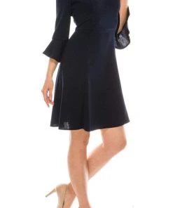 Cocktail Dresses London Times - T4868M V Neck Ruffle Sleeved A-Line Short Dress 16 Cocktail Dresses London Times - T4868M V Neck Ruffle Sleeved A-Line Short Dress