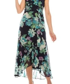 Cocktail Dresses London Times - T4899M Sleeveless Flowy Floral Dress