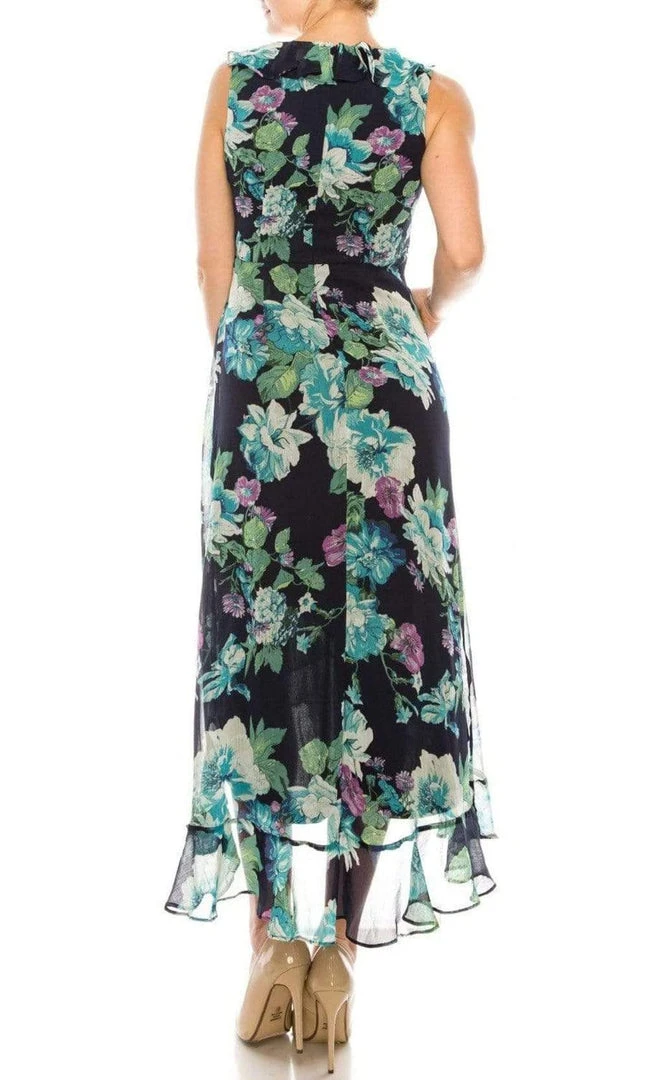 Cocktail Dresses London Times - T4899M Sleeveless Flowy Floral Dress 4 Cocktail Dresses London Times - T4899M Sleeveless Flowy Floral Dress