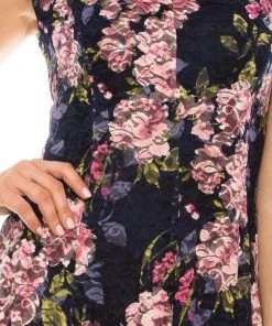 Cocktail Dresses London Times - T4934M Cap Sleeves Floral Print A-Line Dress 12 Cocktail Dresses London Times - T4934M Cap Sleeves Floral Print A-Line Dress