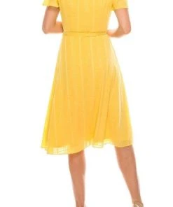 Cocktail Dresses London Times - T4975M Collared Button Up Short Sleeve Shirt Dress