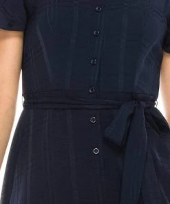 Cocktail Dresses London Times - T4975M Collared Button Up Short Sleeve Shirt Dress