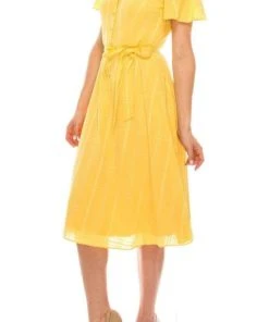 Cocktail Dresses London Times - T4975M Collared Button Up Short Sleeve Shirt Dress