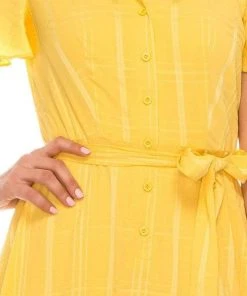 Cocktail Dresses London Times - T4975M Collared Button Up Short Sleeve Shirt Dress