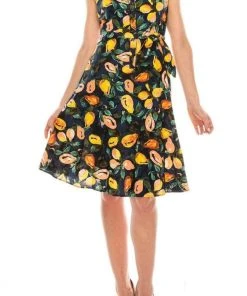 London Times - T4990M Sleeveless Printed Collared Dress Cocktail Dresses