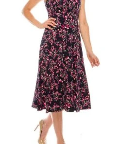 Cocktail Dresses London Times - T5339M Jewel Floral Print A-Line Dress