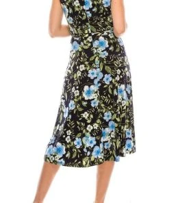 Cocktail Dresses London Times - T5341M Cap Sleeve Floral Faux Wrap Dress
