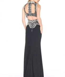 Mac Duggal - 12026R Pearl Ornate High Halter Sheath Gown Formal Gowns