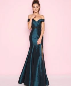 Mac Duggal - 12036L Folded Off Shoulder Taffeta Trumpet Gown
