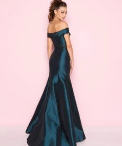 Mac Duggal - 12036L Folded Off Shoulder Taffeta Trumpet Gown