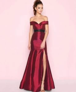 Mac Duggal - 12036L Folded Off Shoulder Taffeta Trumpet Gown