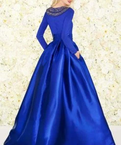Mac Duggal - 12093R Embellished Long Sleeves Ballgown Formal Gowns