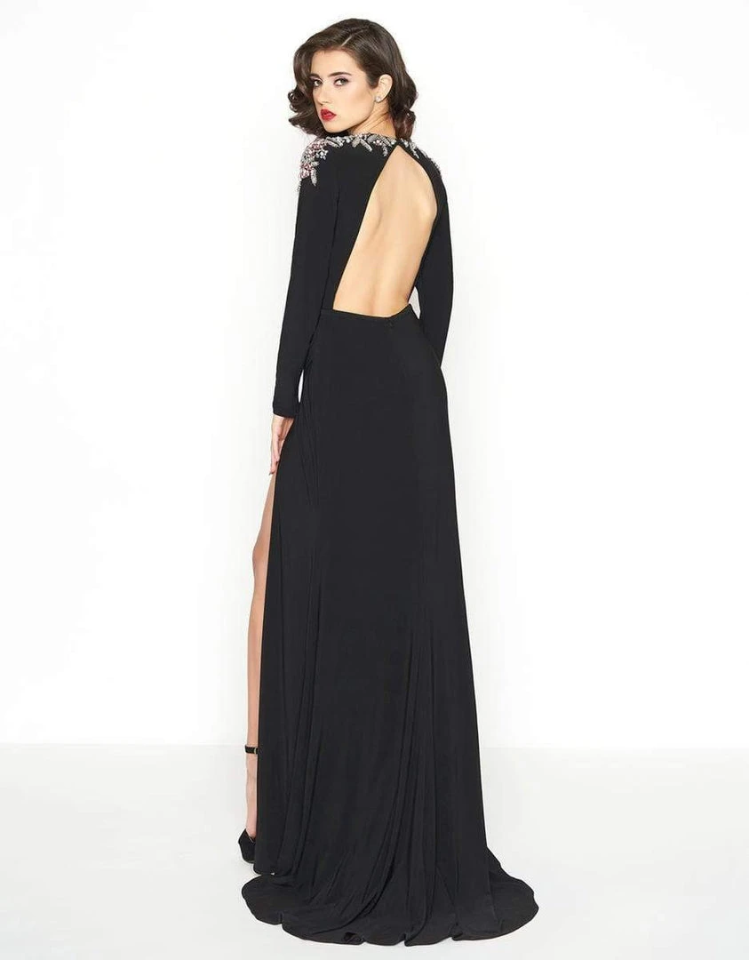 Formal Gowns Mac Duggal - 12103R Sequin And Beaded Long Sleeve Jewel Sheath Dress 4 Formal Gowns Mac Duggal - 12103R Sequin And Beaded Long Sleeve Jewel Sheath Dress