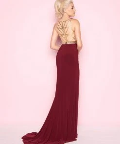 Mac Duggal - 2012L Metallic Accented High Slit Sheath Gown