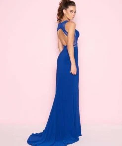 Mac Duggal - 2021L Embellished Illusion Jewel Jersey Dress Formal Gowns