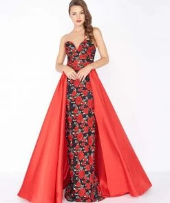 Mac Duggal - 2037R Floral Embroidered Sweetheart Dress With Overskirt Formal Gowns