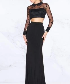 Mac Duggal - 2039L Two Piece Star Embroidered Jersey Dress