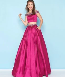 Formal Gowns Mac Duggal - 40745H Two-Piece Sequined Off-Shoulder Ballgown
