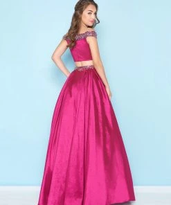 Formal Gowns Mac Duggal - 40745H Two-Piece Sequined Off-Shoulder Ballgown