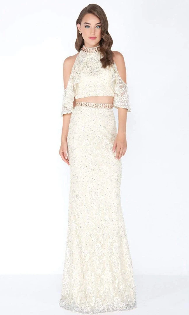Formal Gowns Mac Duggal - 40775M High Neck Ruffled Lace Two-Piece Gown 5 Formal Gowns Mac Duggal - 40775M High Neck Ruffled Lace Two-Piece Gown