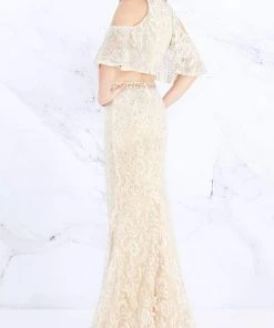 Formal Gowns Mac Duggal - 40775M High Neck Ruffled Lace Two-Piece Gown 8 Formal Gowns Mac Duggal - 40775M High Neck Ruffled Lace Two-Piece Gown