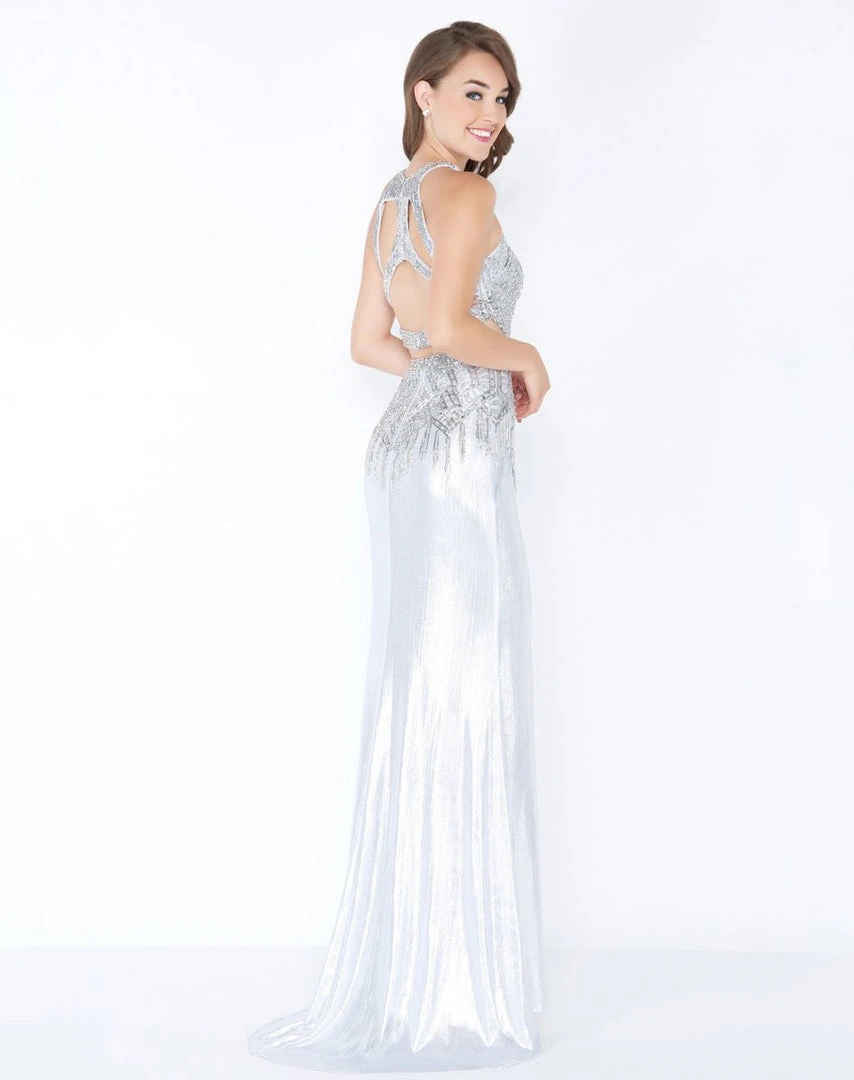 Mac Duggal - 40779M Sleeveless Metallic Cutout Sheath Gown Formal Gowns 4 Mac Duggal - 40779M Sleeveless Metallic Cutout Sheath Gown Formal Gowns